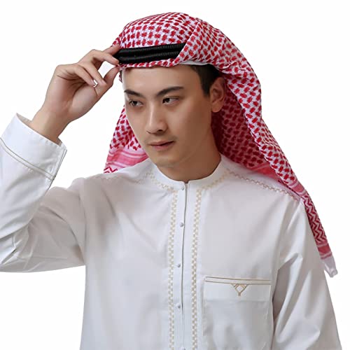 Image of PURFUN Men's Large Arab Shemagh Headscarf Muslim Headcover Shawl Keffiyeh Arabic Scarf