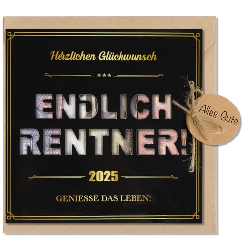BETESSIN Geldgeschenke Verpackung Rente - Endlich Rentner Geschenk Mann - Ruhestand Karte mit Umschlag - Abschiedsgeschenk Kollegen Rente - Ruhestand Geschenke für Männer BETESSIN Geldgeschenke Verpackung Rente - Endlich Rentner Geschenk Mann - Ruhestand Karte mit Umschlag - Abschiedsgeschenk Kollegen Rente - Ruhestand Geschenke für Männer