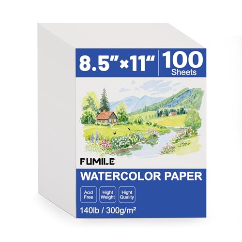 100 Sheets 8.5x11 Inch Watercolor Paper Bulk 140lb /300GSM White Cold Press Water Color Paper for Kids Adults Artists. Thick Cotton Bulk Watercolor Papers for Art Supplies