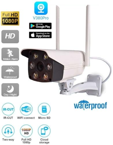 Image of TMY Outdoor CCTV Camera WiFi Bullet Wireless Security Camera, Full HD 1080p, IP66 with Night Vision, 2 Way Audio, Motion Detection Waterproof (TMY21)