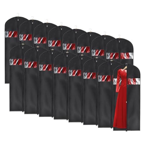Image of Univivi 16 Pack Suit Cover Bags 60 Inch Garment Bags for Hanging Clothes, Garment Bags for Women Dresses with Clear Window and ID Card Holder for Suit Jacket, Skirt, Shirt and Coat