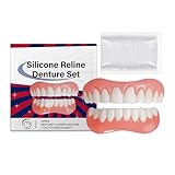 Silicone Reline Denture Set, Kompletter Satz Zahnersatz, Weich Silikon Zahnprothese Set, Bequem Prothesen Unterfütterung Silikon Gebiss, Zahnersatz Zum Aufstecken, Kosmetisch Zähne Temporäre Prothesen
