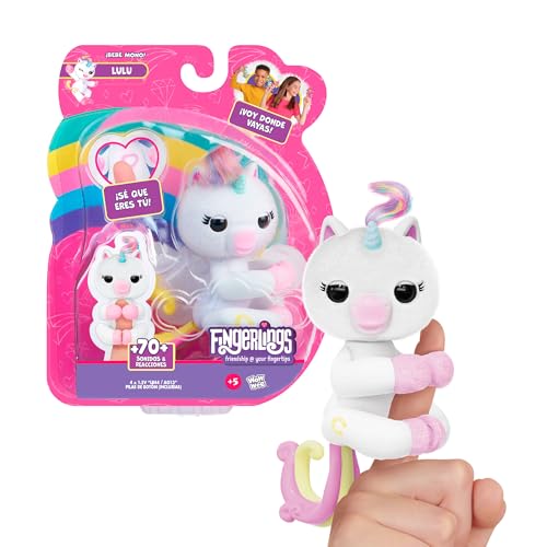 Bizak Fingerlings Unicornio Lulu con más de 70 Sonidos y reacciones, Pelaje para peinar, con Purpurina en Sus Patas y su Propia Personalidad (61850005)