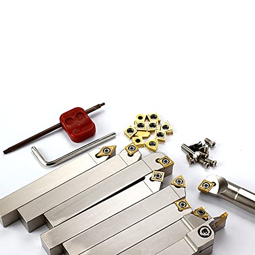 Oscarbide 5/8"Shank 9 Pieces/Set Indexable Carbide Lathe Turning Tool Holder And Boring Bar,Cnc Heavy-Duty Nickel Plated Indexable Insert Holders For Turning Grooving Threading Cut Off thumb #8