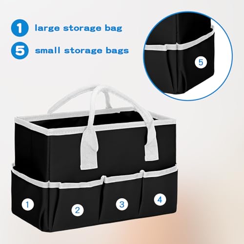 Image of Grekos Art Organizer Craft Storage Tote Bag, Tote Bags with Handles, Art Sewing Supply Bag for Organization Art,Craft,Office Supplies Storage for Teacher, Officer, Artist, Traveler and More (Black)