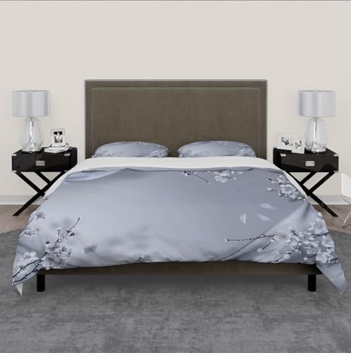 Ensemble housse couette grise chinoise 260 x 240 lit 2 personnes - 4