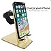 Orzly Duo Stand for Apple Watch - Aluminium Desk Stand Becomes a Fully Functional Charging Dock for Both AppleWatch & iPhone Simultaneously (Grommet Charger & Lightning Cable not Included) - Gold