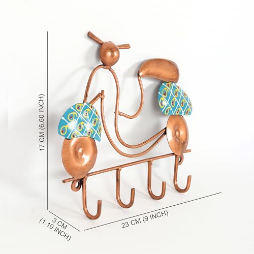 Image of Habere India-All the Cultures Fabricating India Keychain Stand | Keys Organizer | Key Hanger for Wall | Keychain Holder | Modern Key Holder for Wall (Blue - 23x3x17 cm)