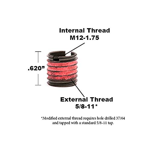 Image of E-Z LOK Thread Insert, M12-1.75 Internal, 0.625-11 External, 5 ct