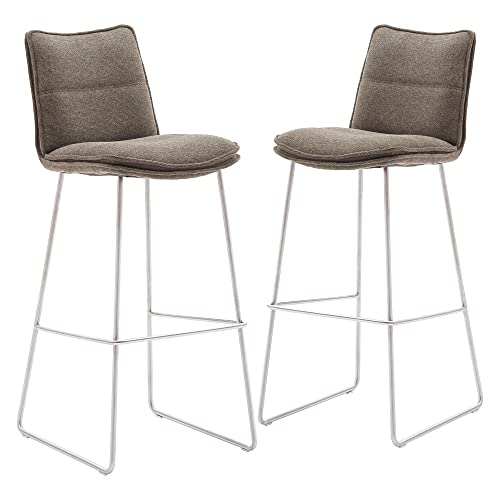 Raburg 2er-Set Barstuhl Hampton in Cappuccino, Chenille-Look, Gestell...