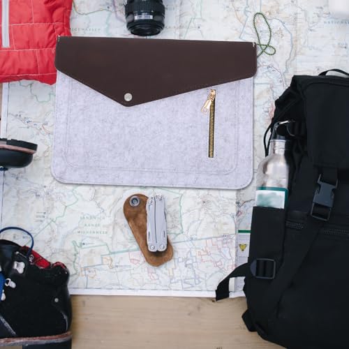 Funda para laptop de fieltro gris de 11 pulgadas con bolsillo con cremallera miniatura 5