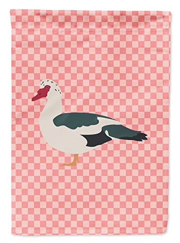 Caroline's Treasures BB7864GF Muscovy Duck Pink Check Garden Flag Mailbox