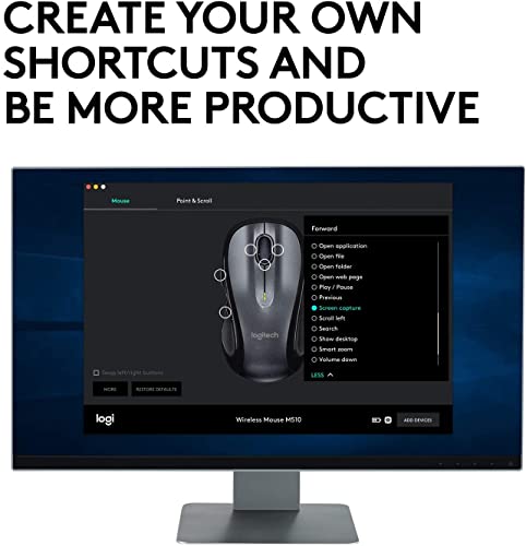 Logitech M510 kabellose Funkmaus mit 2.4 GHz Verbindung und Unifying USB-Empfänger