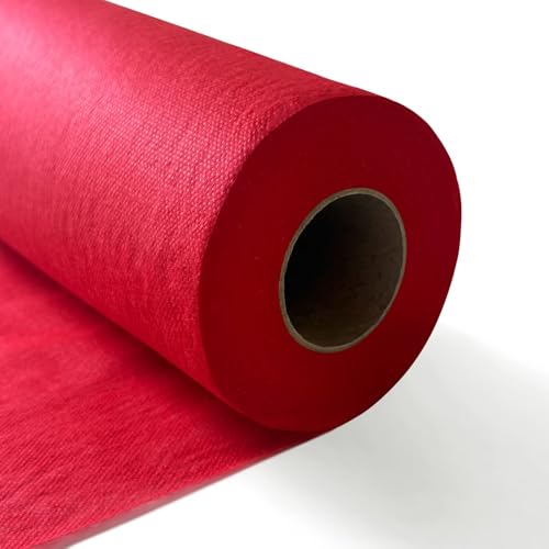 Chemin de Table en Non-tissé, Ruban de Table, Nappe décorative, Polyvalent,0.3 × 25M, 30g/㎡, Rouge, pour Mariages, Anniversaire, Fêtes, Décoration de...