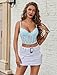 Avidlove Lace Bralette for Women V Neck Lingerie with Underwired Adjustable Strap Crop Top Light Blue