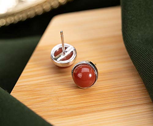 Boucles d'oreilles argent 925 et agate rouge du sud, cadeau idéal - 4
