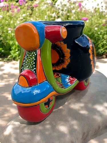 Large 11” Talavera Scooter Planter | Decorative Mexican Pottery Statue | Handmade Ceramic Plant Holder | No Drain Hole | Vibrant Indoor/Outdoor Décor