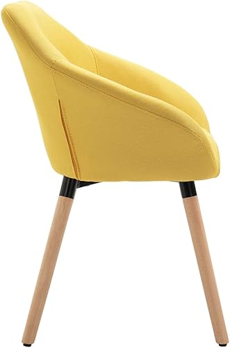 Miniatura 6 de 4-Piece Yellow Fabric Dining Chairs Set with Solid Wood Legs, Modern Farmhouse Kitchen & Living Room Furniture, Thick Foam Padded Comfortable