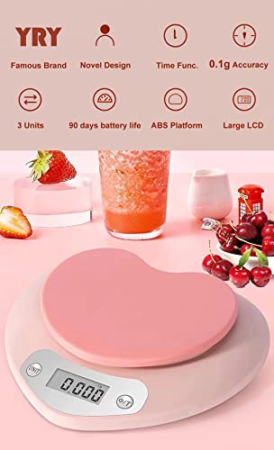 Yry Ultra Precise Kitchen Scale Lcd Display, Tare Function, New Version 6.6Lbs(3Kg) Capacity, 0.0035 Oz.(0.1G) Graduation, Ml Unit For Liquids - Food Scale For Baking (Pink 3Kg/0.1G) #TOP4