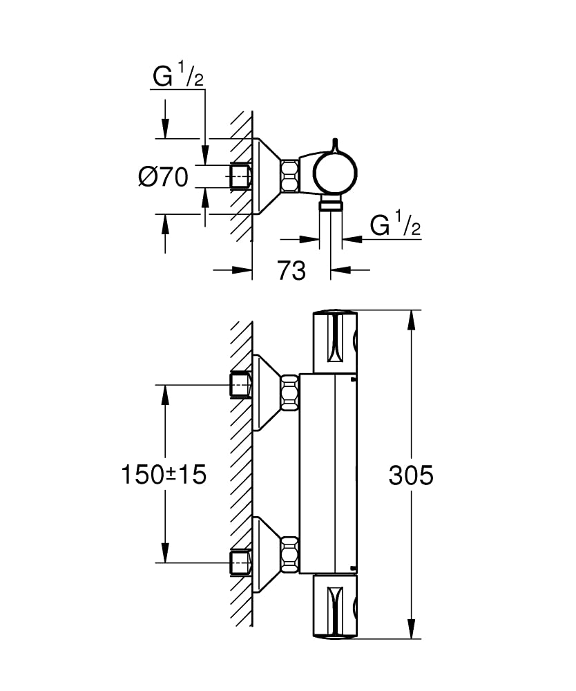 GROHE 34562000 Mitigeur thermostatique Douche Grohtherm 800, Chromé