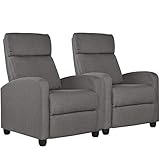Yaheetech 2-Seat Home Theater Seating Pushback Recliner Chair with Thick Seat Cushion and Backrest for Living Room