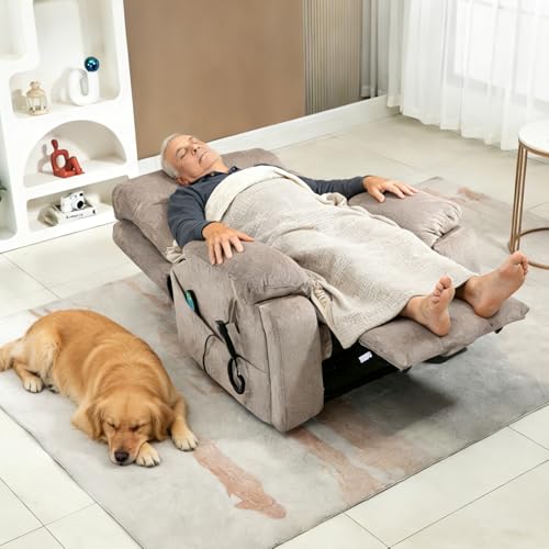 Image of Oversized Power Lift Recliner for Big & Tall, 26 inch Wide Seat, Khaki