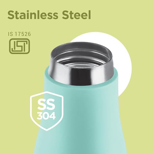 Image of Milton Fame 600 ISI Certified Thermosteel Water Bottle 500 ml | Double Wall Vacuum Insulated Flask | 24 Hr Hot & Cold | Leakproof Lid | Ideal for Home, Office, Gym, Travel - Aqua Green