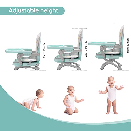 Uuoeebb Portable Table Booster Seat,Enlarged Tray,Easy To Clean,3-Point Harness, Compact Folding Design. Adjustable Seat Height And Tray Position,Grow With Baby High Chairs For Babies And Toddlers. #TOP4