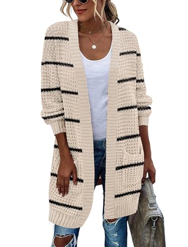 Image of Zeagoo Women's 2025 Fall Open Front Cardigan Long Batwing Sleeve Chunky Knit Sweater Loose Outerwear Coats with Pockets