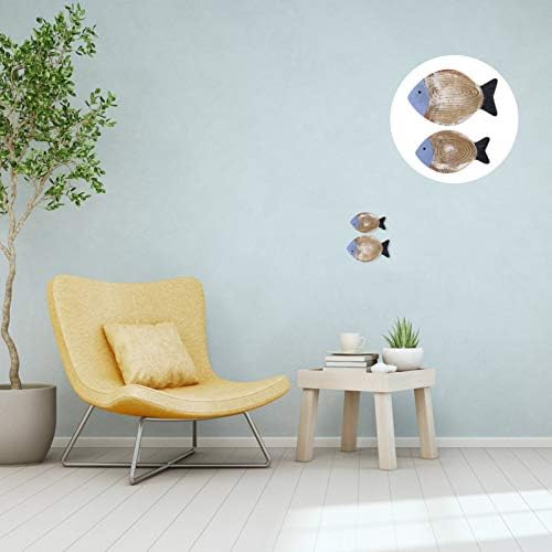 EXCEART 2pcs Wood Fish Decor Ornament Hanging Wooden Fish Decoration 3D Wall Hanging Fish Sculptures Nautical Decoration Rustic Nautical Fish Decor for Porch Living Room