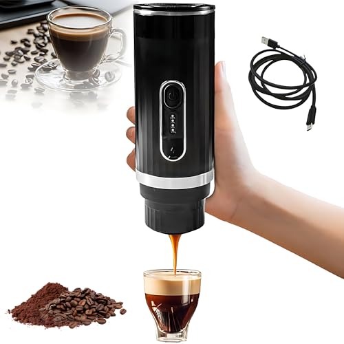 Mini máquina de café calentada, calefacción inalámbrica, máquinas portátiles de preparación rápida, espresso eléctrico de 20 bares, amoladora manual de 7500 mAh, 3 en 1