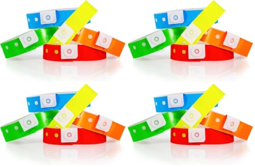 Image of 500 WristCo Variety Pack Plastic Wristbands for Events - Extended Wear, Secure Snap Prevents Reuse - Premium-Grade Bracelets for Hospital & Medical ID, Party & VIP Identification (Pack of 4)