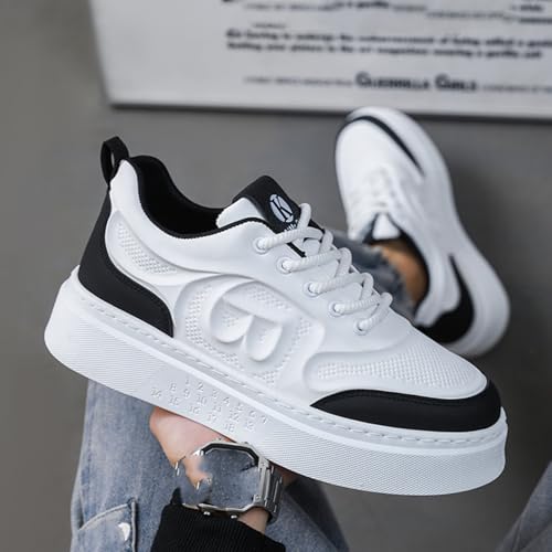 Mens Fashion Breathable Leather Lace Up Platform Sneakers Casual Non-Slip Round Toe Sneakers for Walking Sport Work Driving4