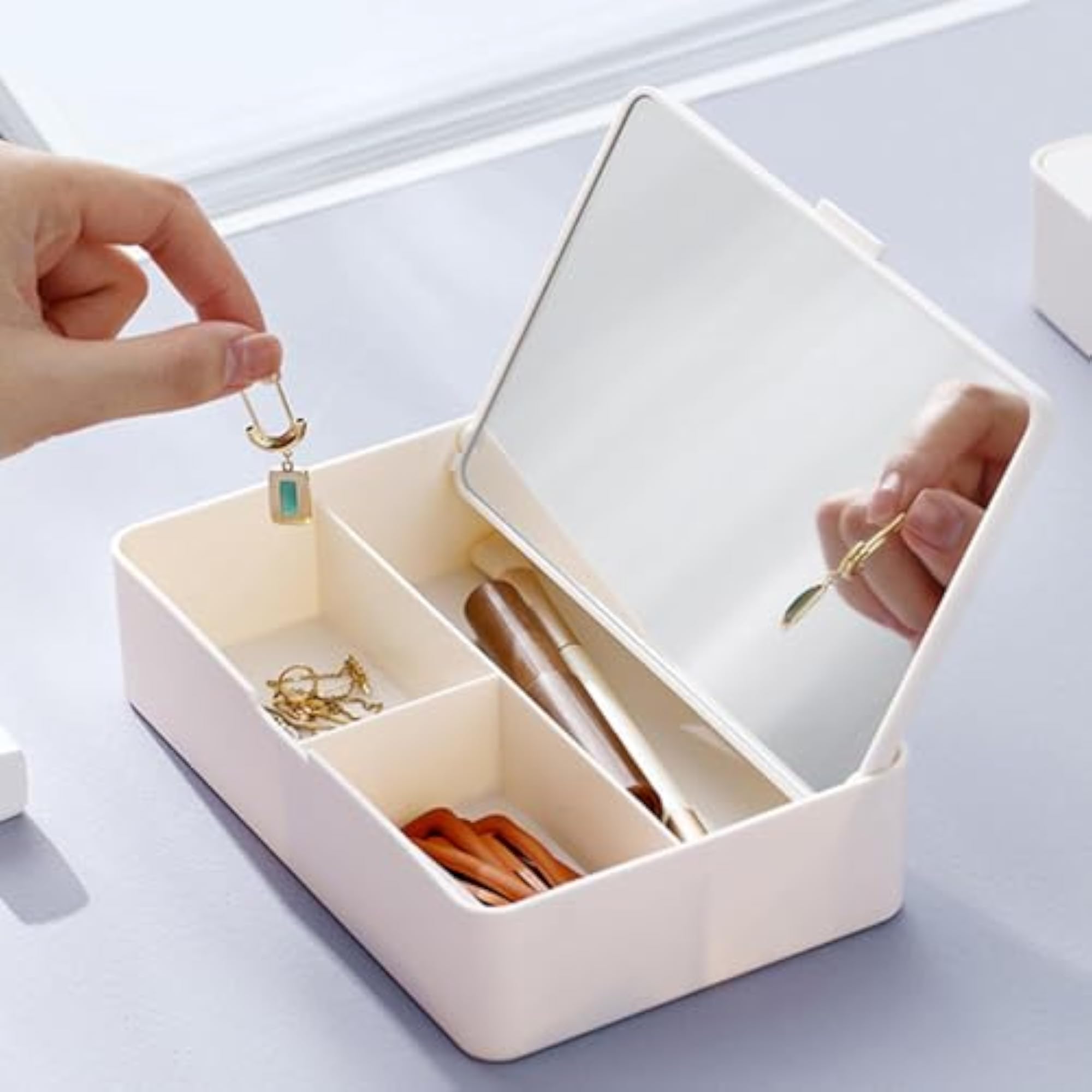 Makeup Organizer Case with Mirror for Cosmetics