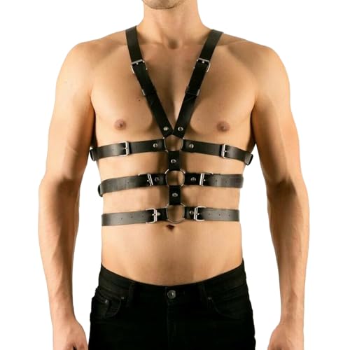 Men's Leather Body Chest Harness Belt Shoulder Cage Belt, Mens Crop Top Chest Muscle Harness, Sexy Punk Body Adjustable Buckle Clothes Outfits2