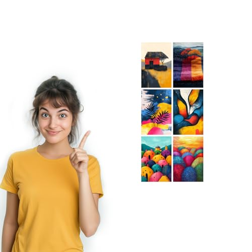 Image of SiddArtify Abstract Landscape Wall Art Prints Set - Colorful Poster Decor for Living Room Bedroom Office - Set of 2-4x6 Inch - Board (Pack of 6) - Sticker (Pack of 6)
