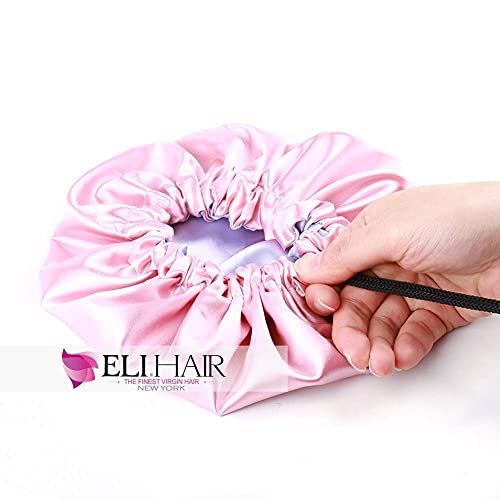 Image of Stain Bonnet Silk Sleep Cap Adjustable Satin Cap for Night Sleeping Hair Bonnet Reversible Double Layer