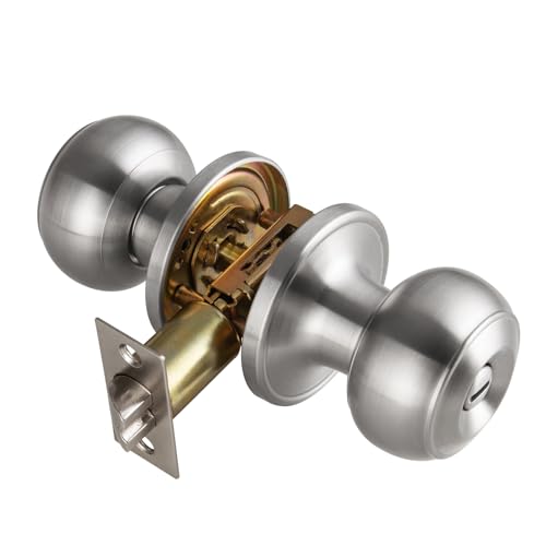 NCSEN Brushed Nickel Door Knobs Interior Bath & Bed Privacy Door Knob Keyless Door Lock Round Doorknobs