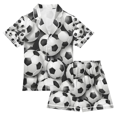 senya Football Background Satin Summer Pajama Sets Silk Short Sleeve Button Down Sleepwear