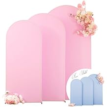 Wedding Arch Backdrop Cover Set of 3, Blue and Pink Double Color Arch Stand Covers, 6FT, 5FT, 4FT Spandex Fitted Arch Covers for Wedding Baby Shower Party Banquet Photography Background Decoration