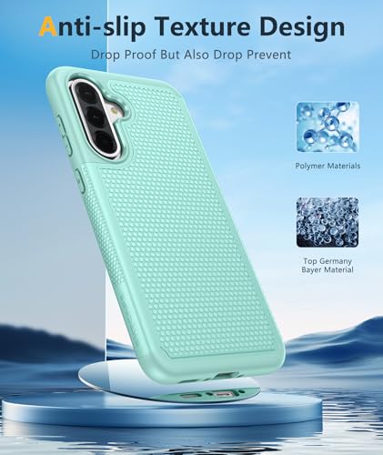 Image of FNTCASE for Galaxy A36-5G Phone Case - A56-5G Military Grade Drop Protection, 14ft Drop Tested, Screen Protector Included, Anti-Slip Matte Textured, TPU+PC Dual Layer Shockproof Cover (Mint Green)