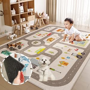 Amazon.co.jp: キッズマット プレイマット 80*120cm 道路 駐車場 子供