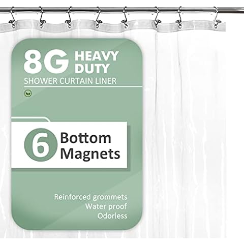 Clear Shower Curtain Liner with 6 Magnets and Metal Grommets Cover