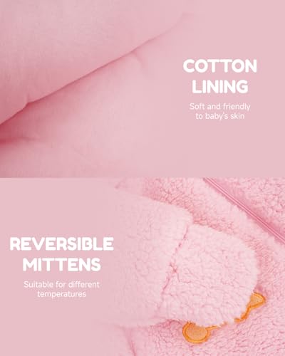 JiAmy Baby Snowsuit Hooded Romper Winter Outfits Boys Girls Cartoon Bear Fleece Jumpsuit White Bunny 9-12 Months4