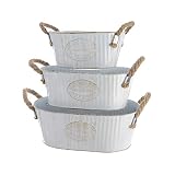 cubo zinc tapa Marca:Decoris Decoris 83087 Cubo Zinc Ovalado con Asa de Cuerda, 3 uds, Multicolor