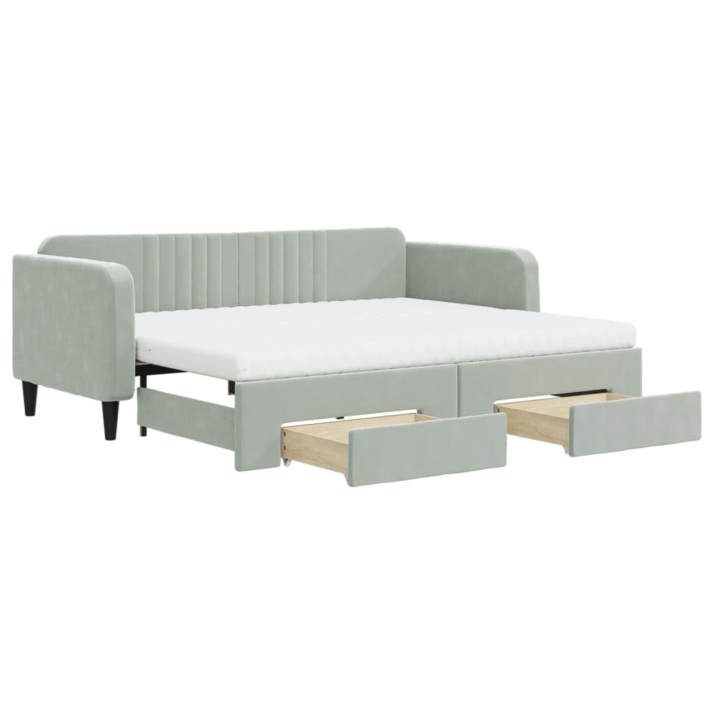 VidaXL Divano Letto con Materasso Grigio Chiaro 90x200 cm in Velluto