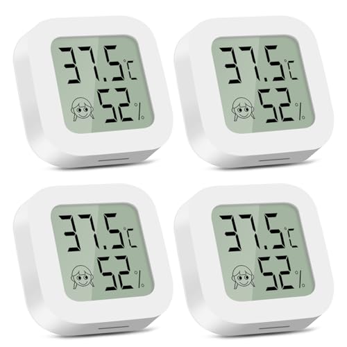 CNMTCCO luftfeuchtigkeitsmesser Thermometer Innen, 4 Stück Hygrometer Mini LCD Digital Thermometer Gauge für Arbeitszimmer Babyzimmer, Weinkeller, Seniorenzimmer usw