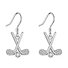 YAFEINI Golf Hockey Tennis Baseball Lacrosse Stick Earrings Gifts Sterling Silver Golf Hockey Club And Ball Lacrosse Stick Dangle Earrings Sport Lover Jewelry for Women Gifts