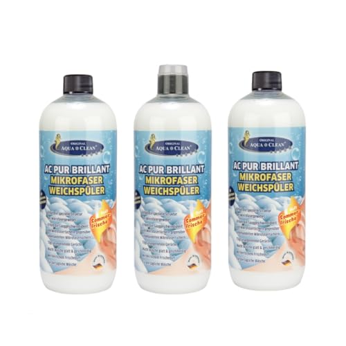 AQUA CLEAN PUR Brillant Weichspüler für Mikrofaser und alle anderen Textielarten 3 x 1l (Sommerfrische)