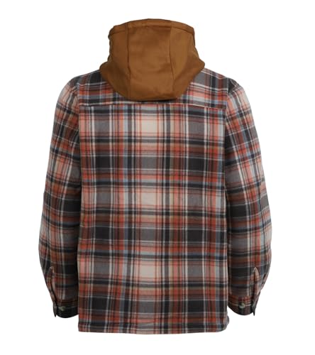 Image of LeeHanTon Mens Heavyweight Hoodies Casual Zip Up Plaid Flannel Shirt Jackets Winter Thick Berber Lined Fleece Coat